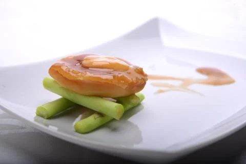 Fine dining of Abalone in a restaurant Stock Photos