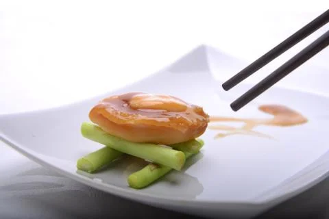Fine dining of Abalone in a restaurant Stock Photos
