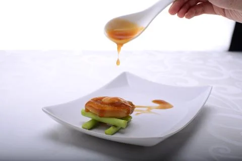 Fine dining of Abalone in a restaurant Stock Photos