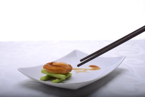 Fine dining of Abalone in a restaurant Stock Photos