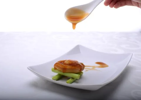 Fine dining of Abalone in a restaurant Stock Photos