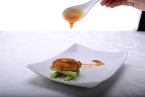 Fine dining of Abalone in a restaurant Stock Photos
