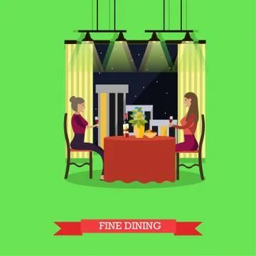 Fine dining concept vector illustration in flat style Ilustración de archivo