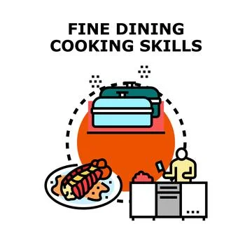 Fine dining cooking skills development process Stock Illustration