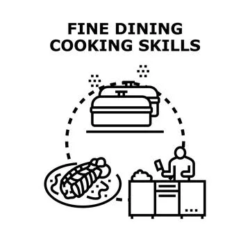 Fine dining cooking skills development process Stock Illustration