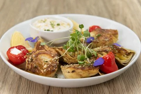 Fine dining plate with perfect presentation. Stock Photos