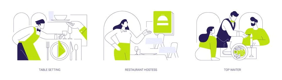 Fine dining restaurant abstract concept vector illustrations. Stock Illustration