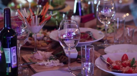 Fine dining in Restaurant Stock Footage 64924173