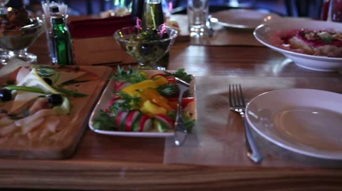 Fine dining in Restaurant Stock Footage 64939340