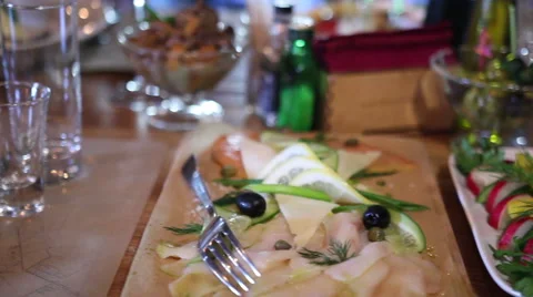 Fine dining in Restaurant Stock Footage 64972630