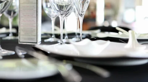 Fine Dining Table Setting Stock Footage 34694351