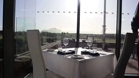 Fine Dining Table White Cloth Stock Footage 229457880