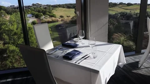 Fine Dining Table White Cloth Stock Footage 229458665