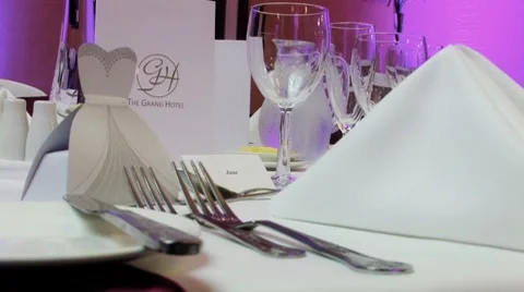 Fine dining, track across table. Wedding 動画素材 9367555