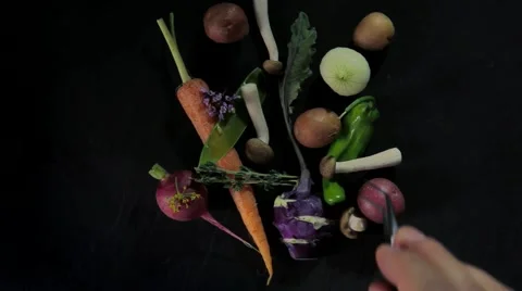 Fine dining vegetable ingredients Stock Footage 68963911