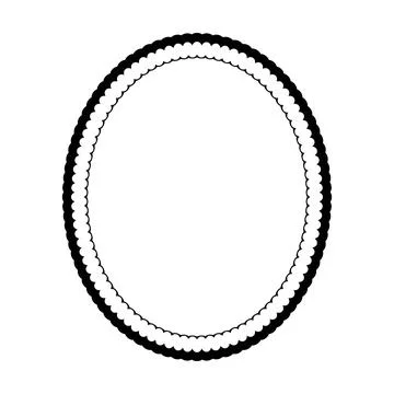 Fine Double Scalloped Oval Frame Border with Delicate Decorative Edge Ilustración de archivo