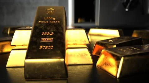 Fine Gold Bars 1000g Opened Safe Ilustración de archivo
