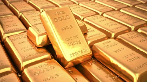 Fine Gold bars in bank Stock Footage 32848060