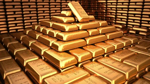 Fine Gold bars in depository Stock Footage 32847891