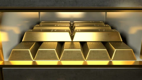 Fine gold bars inside safety deposit box Stock Footage 108060690