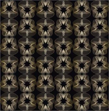 Fine gold patterns on black background. Filigree ornament, luxurious golden Stock Illustration