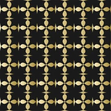 Fine gold square patterns on black background. Metallic grid ornament, luxurious Stock Illustration
