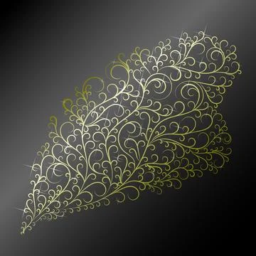 Fine golden lace pattern. Golden gradient. Black background. Stock Illustration