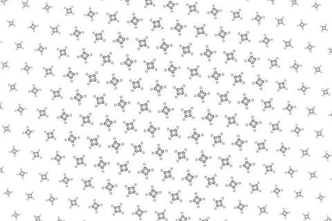 Fine gray linework forms scattered rotating square ornaments on a white fie.. Stock Illustration