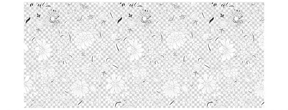 Fine line floral batik pattern outline for foil stamping Stock Illustration