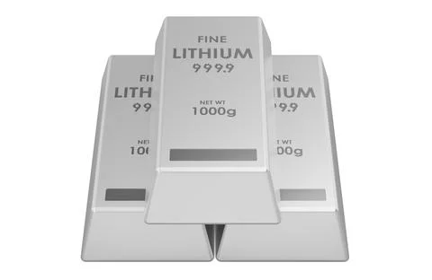 Fine lithium bars. 3D rendering Stock Illustration