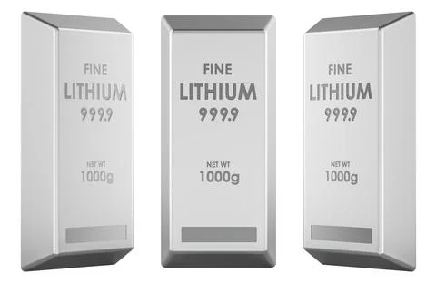 Fine lithium bars set. 3D rendering Stock Illustration