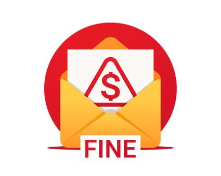 Fine by mail, vector icon. Vector symbol of fine or penalty Stock Illustration