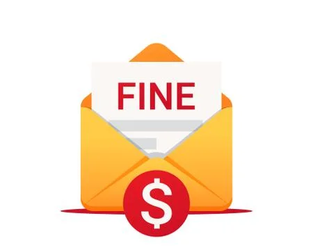 Fine by mail, vector icon. Vector symbol of fine or penalty Stock Illustration