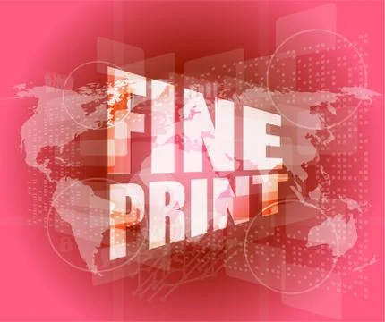 Fine print words on digital touch screen interface Illustrazione stock