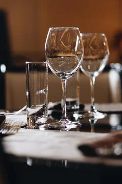 Fine restaurant dinner table place setting Stock Photos