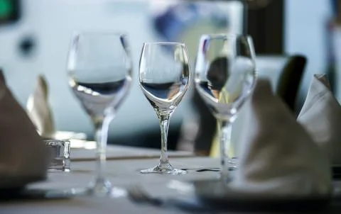 Fine restaurant dinner table setting Foto stock