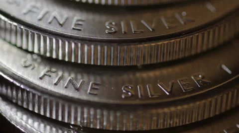 Fine Silver Close Up Bullion Coin Stock Footage