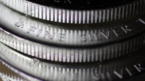 Fine Silver Coins Stacked 스톡 동영상 37681144