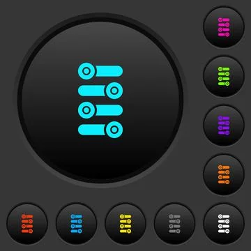 Fine tune dark push buttons with color icons Stock Illustration