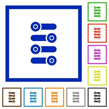 Fine tune flat framed icons Illustrazione stock
