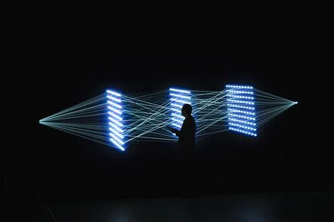 Fine tuning AI agent synapses, research and development and computer scientist Foto stock