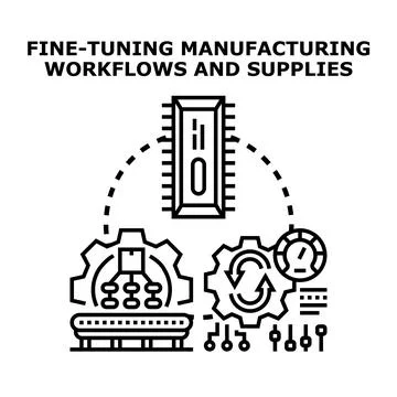 Fine tuning manufacturing workflows and supply management Stock Illustration