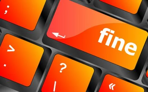 Fine word on keyboard key, notebook computer button Illustrazione stock