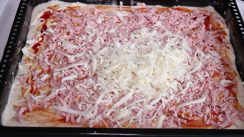 Finely Chop Cheese On Pizza Stock Footage 76150441