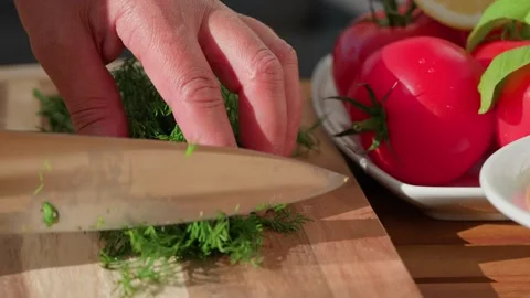 Finely chop the dill Stock-Footage 318226896