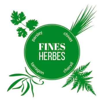 Fines herbes flat silhouettes Stock Illustration