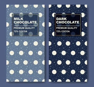 Finest chocolate vector package with starry sky label set. Modern typography Stock Illustration