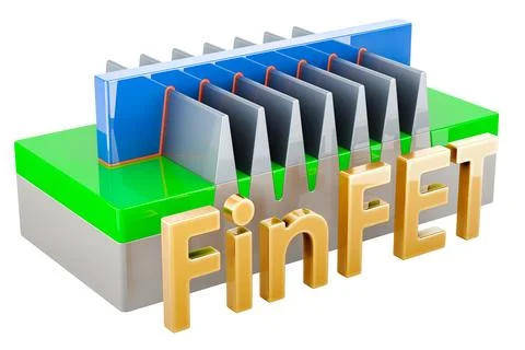 FinFET transistor structure, 3D rendering Stock Illustration