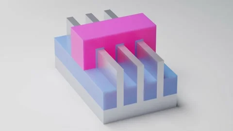 FINFET Trigate (Fin FET Multigate) transistor 3D render model.  Stock Footage 141156285