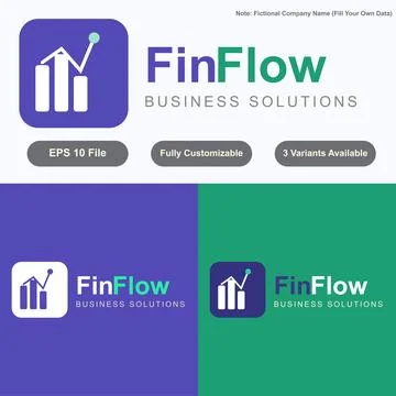 FinFlow Business Logo Set Vector Finance Brand Identity Illustrazione stock